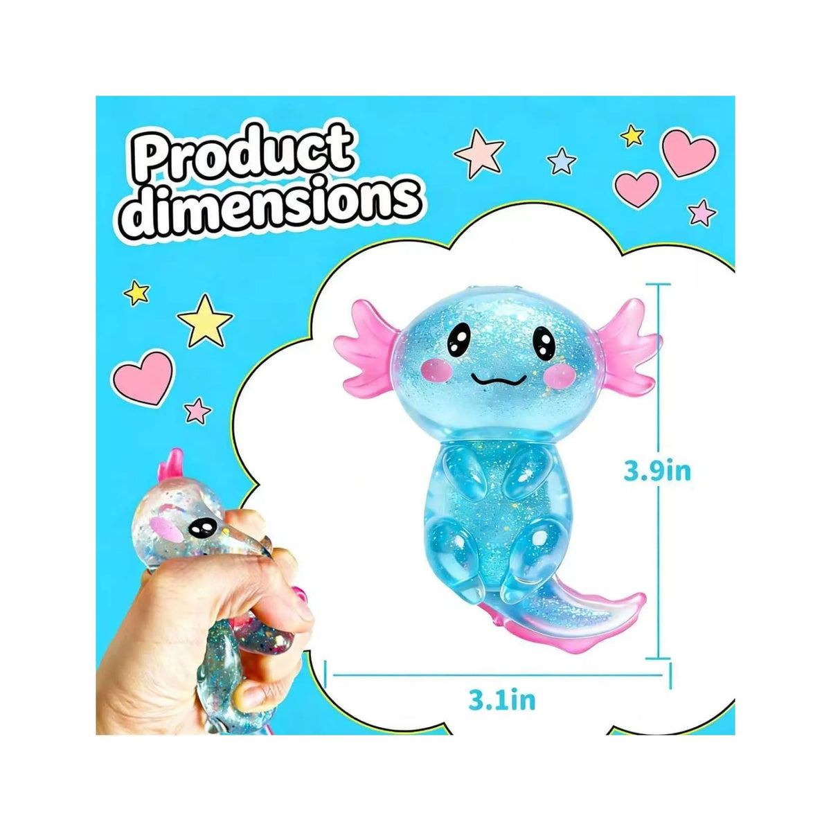 Squishies Fidget Stress Ball,Cute Squishies Axolotls Toy,Easter Basket Stuffers, Stress Ball Squeeze Toys for Stress Relief